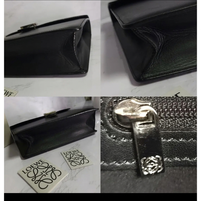 極美品 LOEWE ロエベ ロゴ アナグラム バッグ クラッチバッグ レザー黒