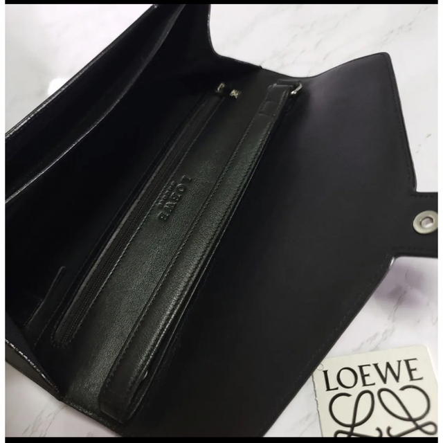 極美品 LOEWE ロエベ ロゴ アナグラム バッグ クラッチバッグ レザー黒