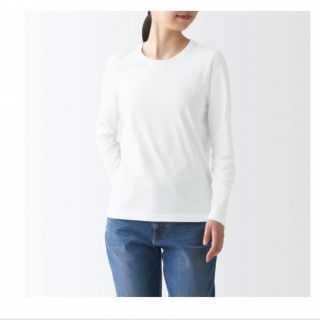 ムジルシリョウヒン(MUJI (無印良品))の無印　天竺編み長袖Tシャツ　白　Lサイズ　(Tシャツ(長袖/七分))