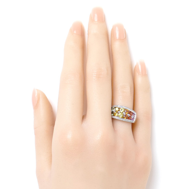 K18WG ホワイトゴールド リング・指輪 ダイヤモンド0.14ct サファイア ...