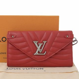 ルイヴィトン(LOUIS VUITTON)の【本物保証】 箱・布袋付 超美品 ルイヴィトン LOUIS VUITTON ニューウェーブ ロングウォレット ホック付長財布 キルティング レッド 希少(財布)