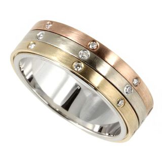 アザー(other)の【本物保証】 超美品 リング 18K/PG/WG メレダイヤモンド 0.19ct 14.5号 おしゃれ オシャレ 回転 スリーカラー ノーブランド No brand(リング(指輪))