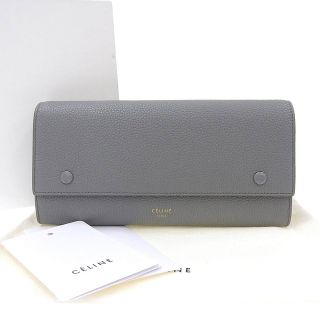 セリーヌ(celine)の【本物保証】 箱・布袋付 超美品 セリーヌ CELINE ラージフラップ マルチファンクション ホック付長財布 レザー グレー 101673AU8(財布)