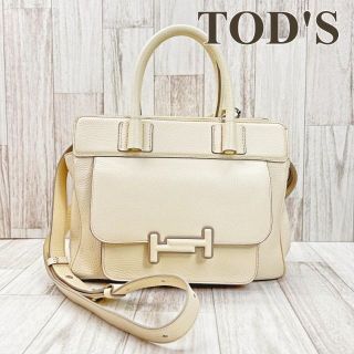 TODS トッズ ダブルT 白 ショルダー バッグ-