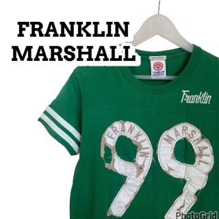 フランクリンアンドマーシャル(FRANKLIN&MARSHALL)の【美品】フランクリンマーシャル　ロゴ入り　半袖　Tシャツ　数字　緑　グリーン(Tシャツ/カットソー(半袖/袖なし))