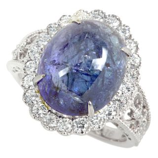 アザー(other)の【本物保証】 鑑付 新品同様 天然ゾイサイト リング Pt900 タンザナイト 9.25ct 9ct up メレダイヤ 0.76ct 14号 ノーブランド No brand(リング(指輪))