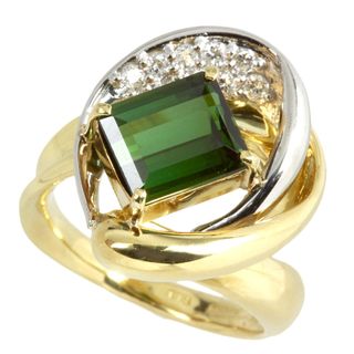 アザー(other)の【本物保証】 鑑付 新品同様 天然トルマリン リング K18YG Pt900 トルマリン 2.45ct 2ct up メレダイヤ 0.20ct 11号 ノーブランド No brand(リング(指輪))