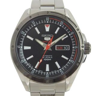 セイコー(SEIKO)の【本物保証】 超美品 セイコー SEIKO メカニカル セイコー5 メンズ 自動巻き 腕時計 裏スケ デイデイト 海外モデル 4R36 00E0 SRP155J1(腕時計(アナログ))