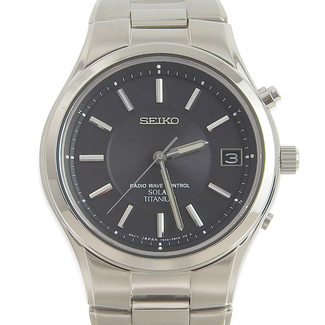 【本物保証】 箱・保付 超美品 セイコー SEIKO スピリット メンズ ソーラー電波 腕時計 デイト 希少 レア 7B42 0AN0 SBTM193