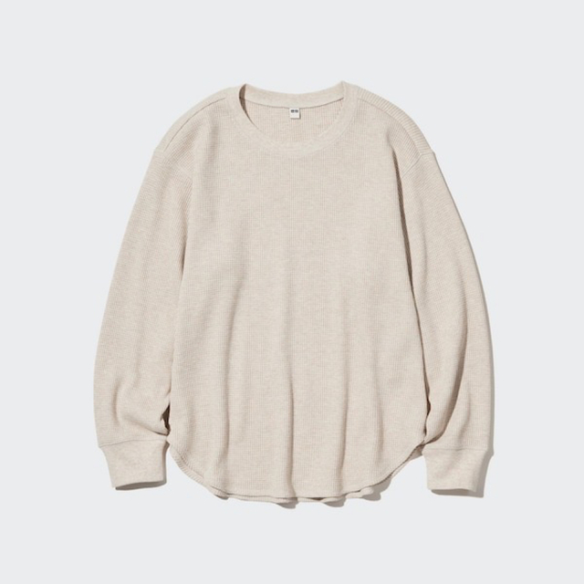 UNIQLO(ユニクロ)のワッフルクルーネックT(ラベンダー) レディースのトップス(Tシャツ(長袖/七分))の商品写真