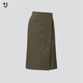 ユニクロ(UNIQLO)のUNIQLO +J コットンリネンラップスカート カーキ&黒2着セット(ひざ丈スカート)