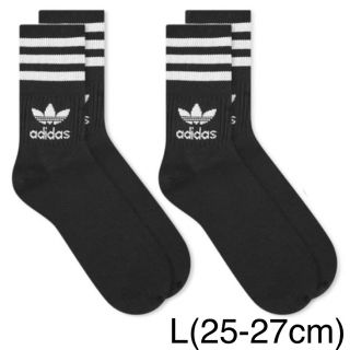 アディダス(adidas)の新品　アディダス　L(25-27cm)ソリッド　ミッドクルーソックス　黒2足(ソックス)