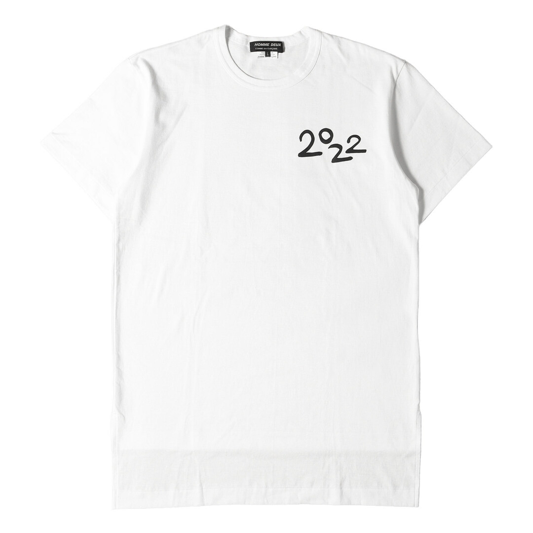 COMME des GARCONS HOMME DEUX コムデギャルソン オムドゥ Tシャツ 2022ロゴ クルーネックTシャツ 22SS ホワイト 白 L トップス カットソー 半袖 【メンズ】【美品】