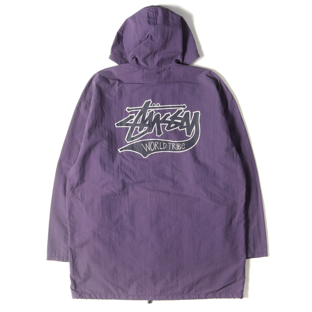 STUSSY ステューシー 80s OLD STUSSY 黒タグ WORLD TRIBEロゴ フード付き コーチジャケット USA製 パープル L アウター ブルゾン カジュアル ブランド ストリート【メンズ】ジャケット/アウター