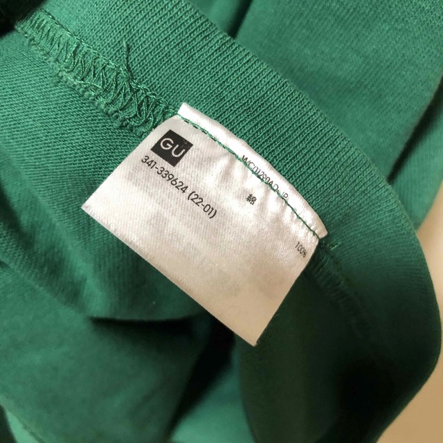 GU(ジーユー)の極美品♡GU ユニセックス　コットンクルーネックTシャツ半袖　グリーン　S メンズのトップス(Tシャツ/カットソー(半袖/袖なし))の商品写真