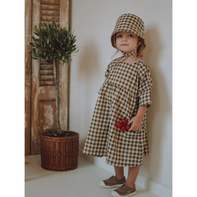 こどもビームス(コドモビームス)のOlive Gingham Bella Dress キッズ/ベビー/マタニティのベビー服(~85cm)(ワンピース)の商品写真