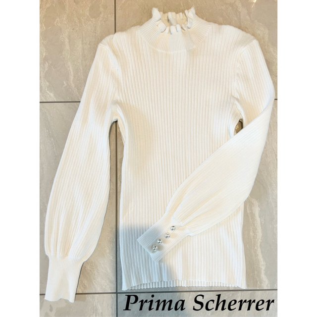 試着のみ  Prima Scherrer  ニット ワイドリブ フリルネックririyo