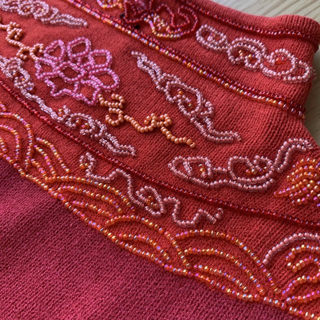 VIVIENNE TAM / ドラゴン蓮の花ビーズ刺繍 ニットボレロ