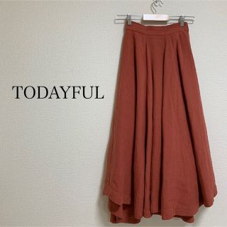 トゥデイフル(TODAYFUL)の【クリーニング済】TODAYFULボリュームスカート　赤　サイズ36(ロングスカート)