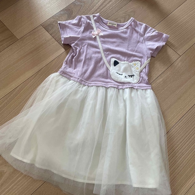 しまむら(シマムラ)の120 猫ポシェット　ワンピース キッズ/ベビー/マタニティのキッズ服女の子用(90cm~)(ワンピース)の商品写真