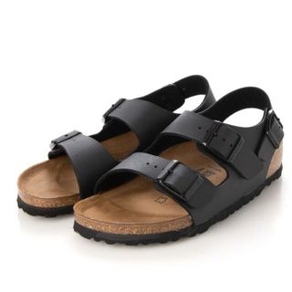 ビルケンシュトック(BIRKENSTOCK)の【新品】ビルケンシュトック ミラノ BS ナチュラル レザー サンダル 黒(サンダル)