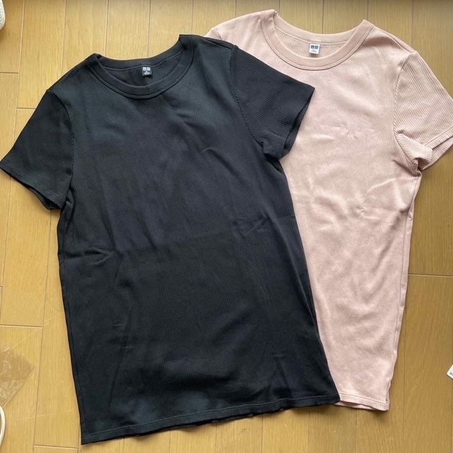 UNIQLO(ユニクロ)のユニクロ　スピーマコットン　リブクールネックT XL レディースのトップス(Tシャツ(半袖/袖なし))の商品写真