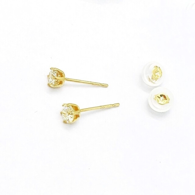 【新品】ダイヤモンド　一粒ピアス　トータル0.5ct　K18 YG