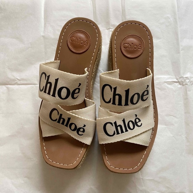 Chloe クロエ 厚底サンダル ウェッジソール ブランドロゴ - サンダル