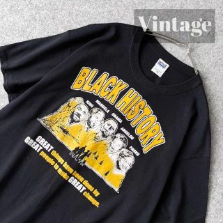 アートヴィンテージ(ART VINTAGE)の【vintage】ブラックヒストリー BIG プリント ルーズ 黒 Tシャツ L(Tシャツ/カットソー(半袖/袖なし))