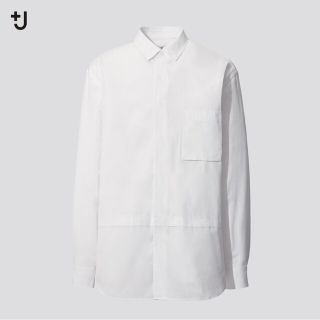 ユニクロ(UNIQLO)の+J 2020AW スーピマコットンオーバーサイズシャツ ホワイト Lサイズ(シャツ)