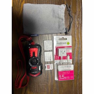 リコー(RICOH)のRICOH WG-60 RED 動作確認済　コンディション良好(コンパクトデジタルカメラ)