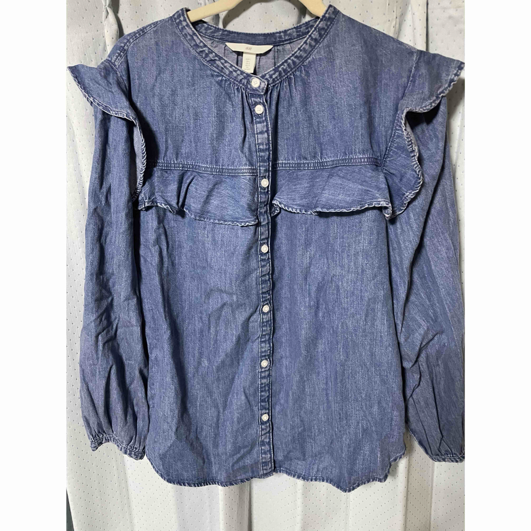 本日のみ値下げ デニムフリルシャツ　新品 H&M - デニム地フリルシャツの通販 by ♡♡♡｜エイチアンドエム