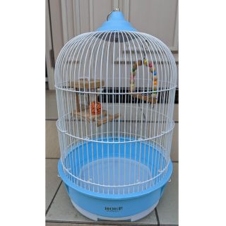 【中古】HOEI 鳥かご ハートフルハウス ブルー ゲージ(かご/ケージ)