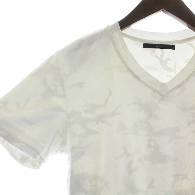 AKM(エイケイエム)のAKM HAND STITCH V-NECK WHITE CAMO XL 白 メンズのトップス(Tシャツ/カットソー(半袖/袖なし))の商品写真