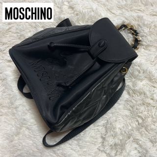 Moschino　モスキーノ　レザーハート　キルティング　ミニリュック　ブラック