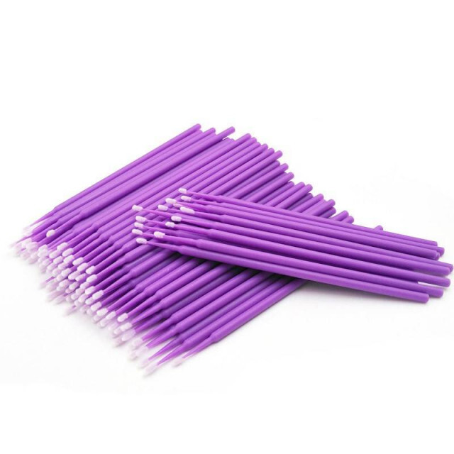 パープル　マイクロブラシ　100本　マイクロファイバーブラシ　マツエク　綿棒　紫 コスメ/美容のメイク道具/ケアグッズ(ブラシ・チップ)の商品写真