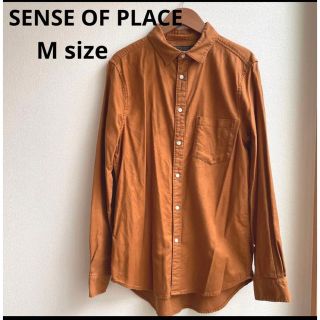 センスオブプレイスバイアーバンリサーチ(SENSE OF PLACE by URBAN RESEARCH)のSENCE OF PLACE  長袖シャツ　キャメル　M size カジュアル(シャツ)