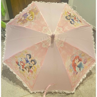 ディズニープリンセス 傘 子供傘 50㎝ ピンク フリル ワンタッチ傘(傘)