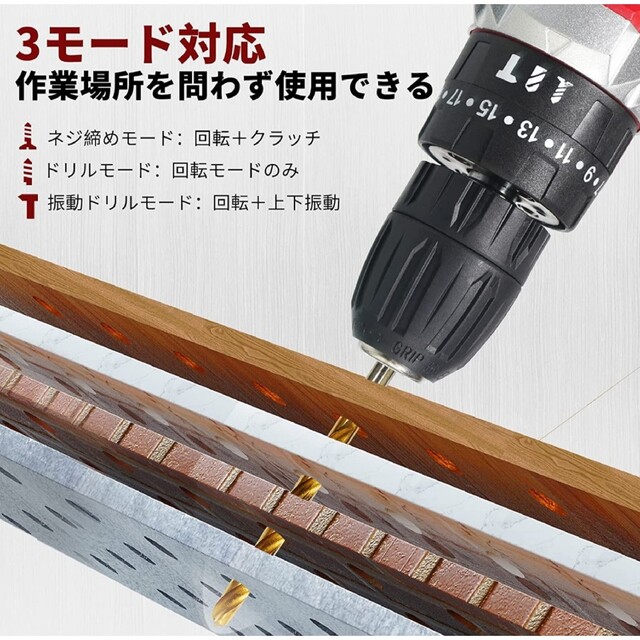 電動ドライバー小型穴あけ&締め付け&1台５役SALATI 21V 電動ドリル工具/メンテナンス