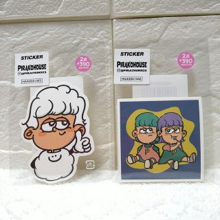 pirako サンキューマート ステッカー ホワイト＆２人 ２枚セット(キャラクターグッズ)