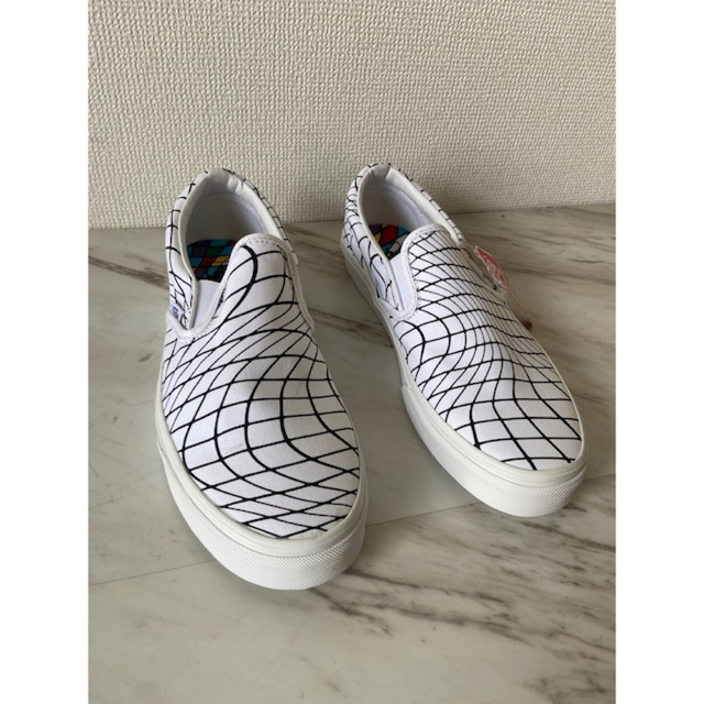 US企画 vans Classic ワープチェック 白 スリッポン スニーカー | g2r