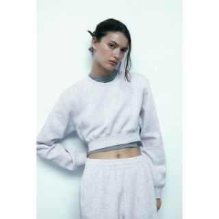 ZARA♡ビスチェ風トレーナー【USA S】白 長袖 スウェット クロップド丈