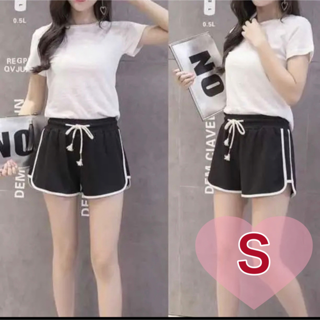 ショートパンツ ルームパンツ 韓国 ラインパンツ レディース ジム ヨガ 黒の通販 by shenashop|ラクマ S ショートパンツ ルームパンツ 韓国 ラインパンツ レディース ジム ヨガ 黒