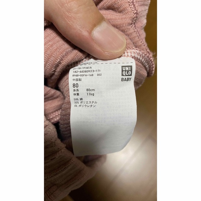 UNIQLO(ユニクロ)のUNIQLOベビーレギンス サイズ80 10分丈 コーデュロイ キッズ/ベビー/マタニティのベビー服(~85cm)(パンツ)の商品写真