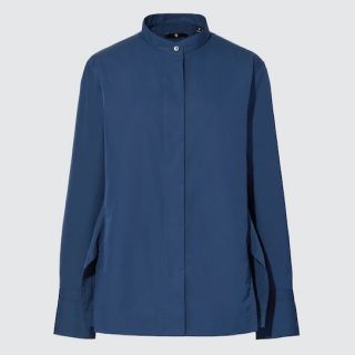 ユニクロ(UNIQLO)のUNIQLOプラスジェイ★新品★スーピマコットンスタンドカラーシャツ(シャツ/ブラウス(長袖/七分))