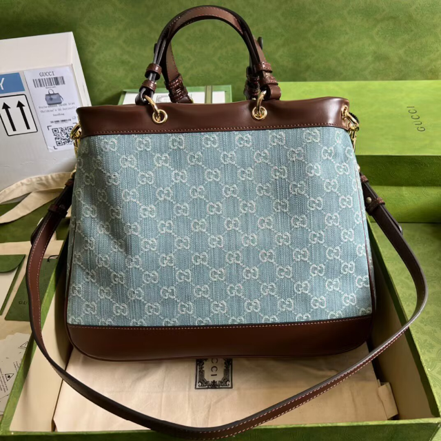 GUCCI グッチ GG デニム バレンタイン ハート 2way ハンドバッグ