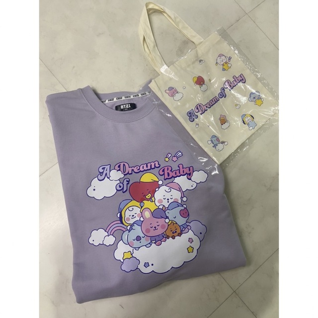 BT21 ルームウェア,パジャマパープル Mサイズ + ミニバッグの通販 by リボン's shop｜ラクマ