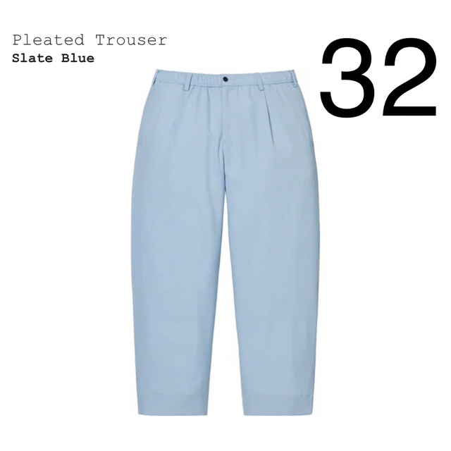 32 supreme pleated trouser スレートブルー