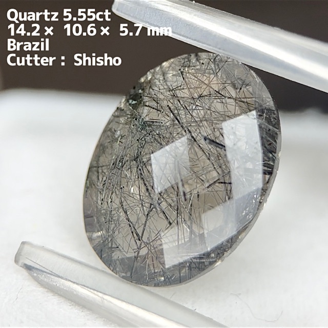 ヤフオクへ→両面チェスカット！トルマリンインクォーツ 5.55ct