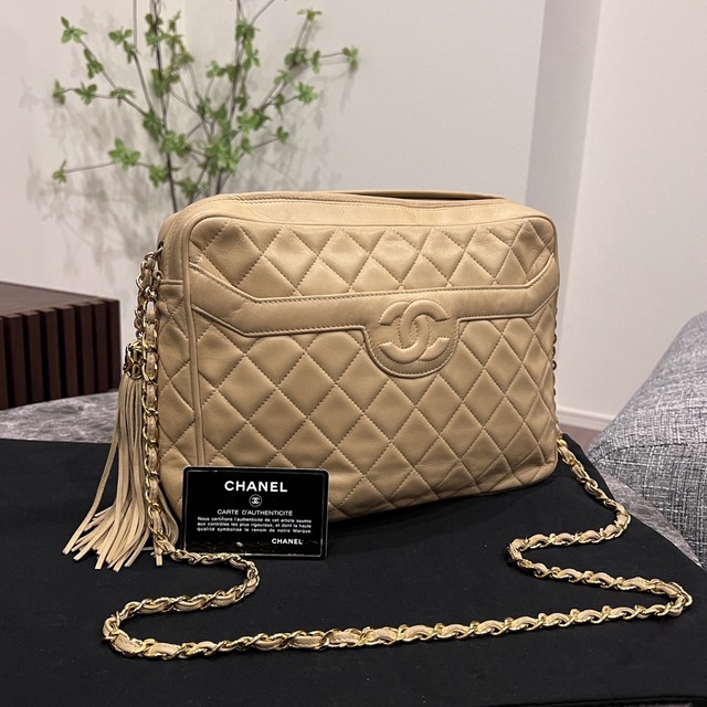 【即配送】CHANEL フリンジ ヴィンテージ チェーンショルダー　ラムスキン